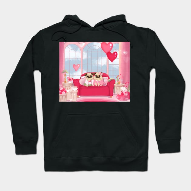 Valentines Pug Hoodie by Susee